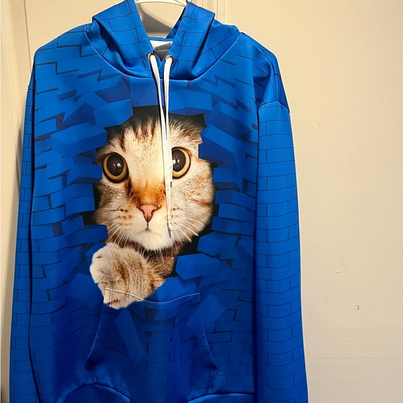 Cat themed sweatshirt with hoodie. Unisex - Picture 5 of 16